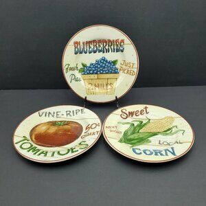 Home Trends Farm Fresh Salad Plates Tomatoes Sweet Corn Blueberries Plates